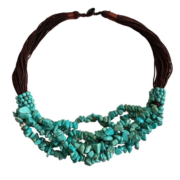 unbranded Jewelry - Brown Turquoise Chip Multistrand 18" Necklace